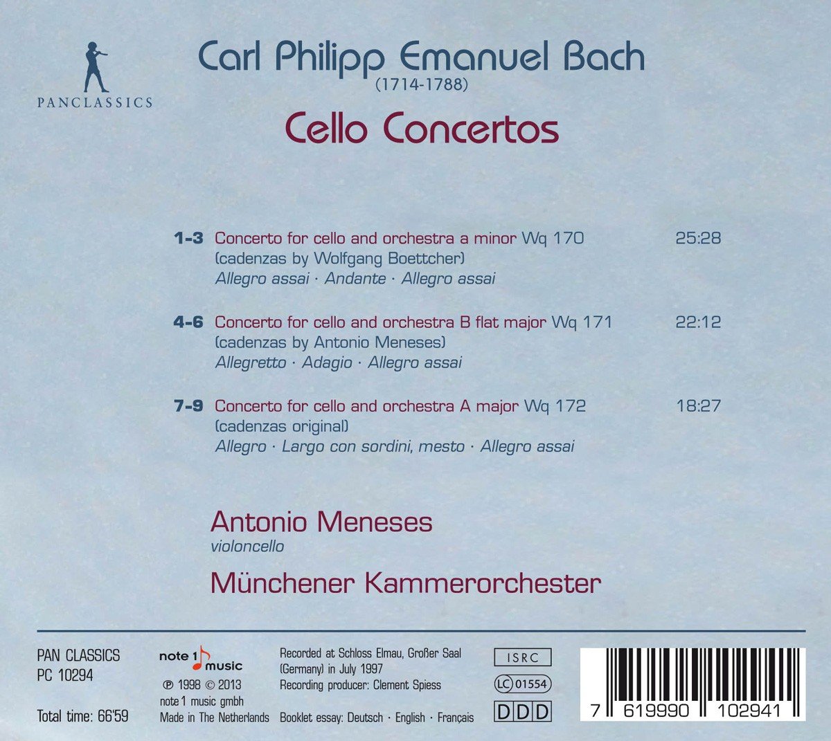 Meneses Bach Cello concertos back Meneses Bach Cello concertos back