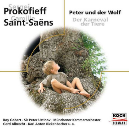 CD-Cover von Prokofieffs Peter und der Wolf mit Sir Peter Ustinov und dem Münchener Kammerorchester